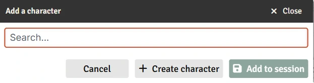 Add Character Dialog