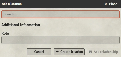 Add relationship dialog
