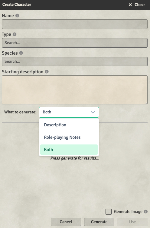 Create Entry dialog