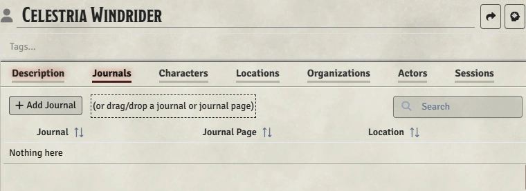 Entry Journals Tab