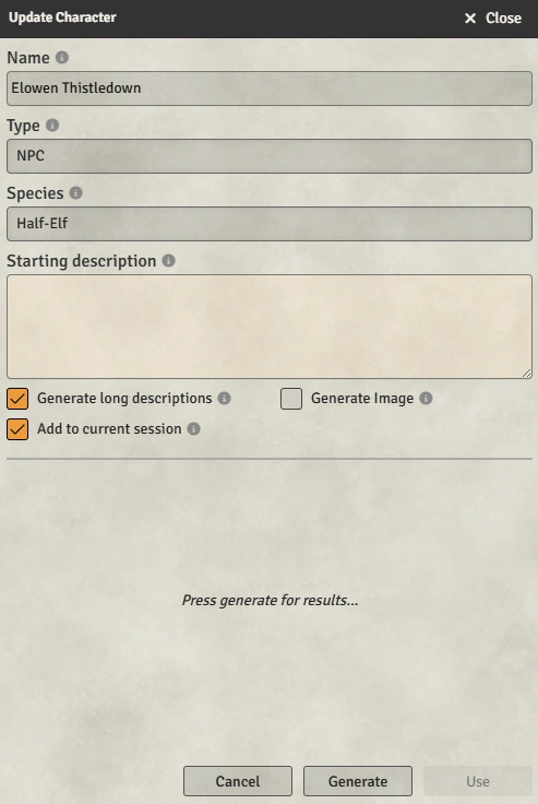 Update dialog