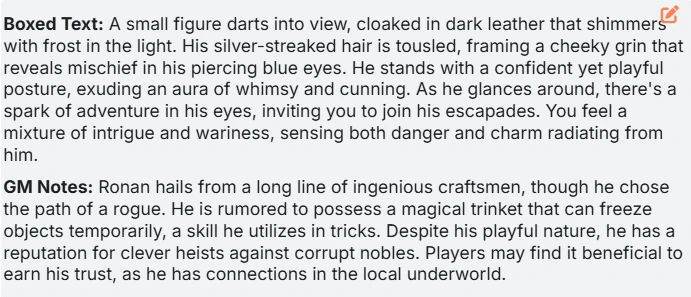 Example RPG-Style description