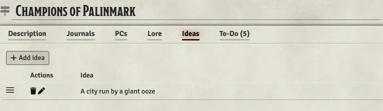 Campaign Idea tab