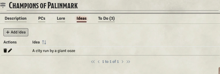Campaign Idea tab