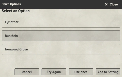 Name Generator dialog