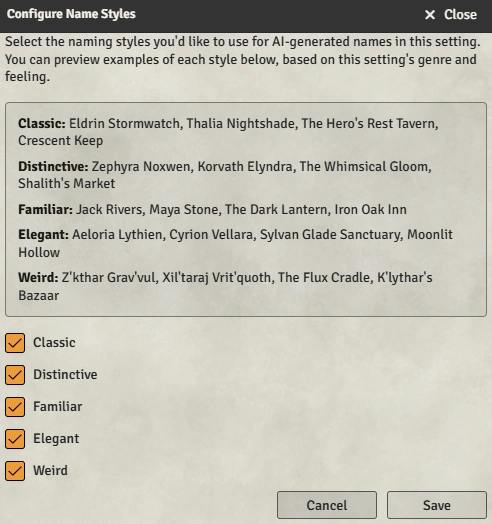 Name Styles
