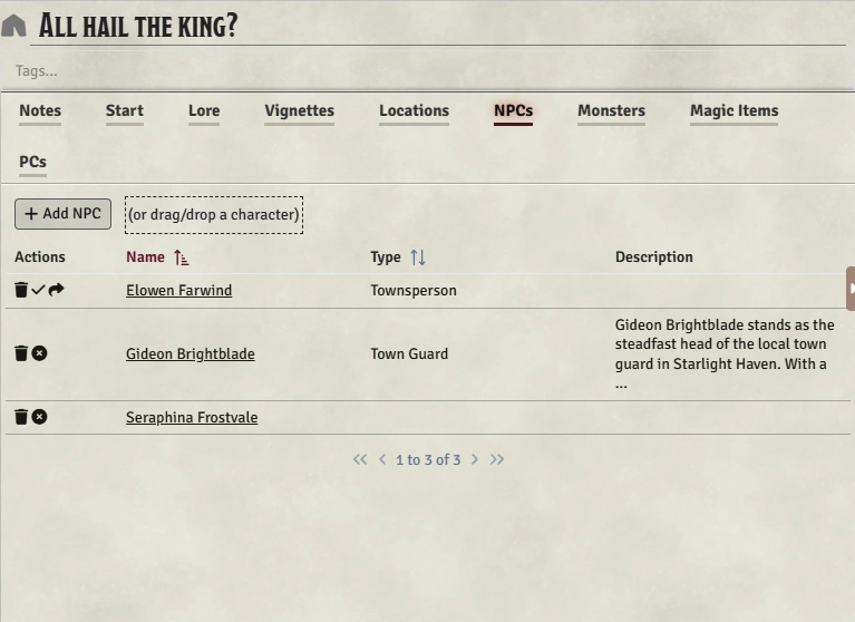 Session NPCs Tab