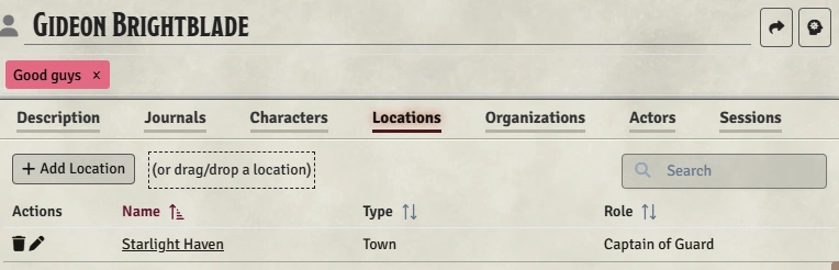 Relationship tab